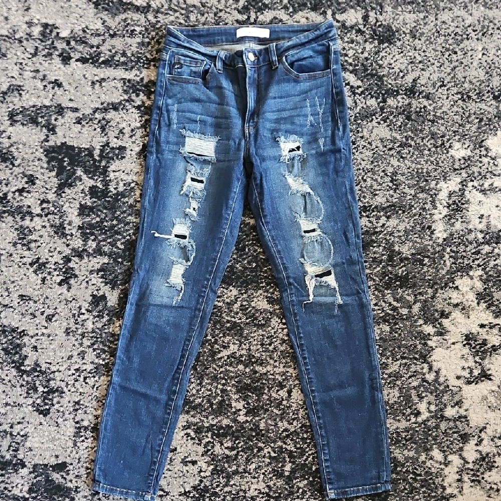Kan Can Blue Distressed Women's Jeans